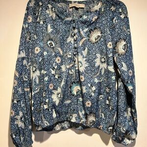 LOFT Blue Floral Blouse